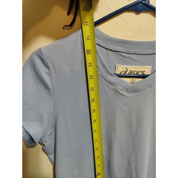 New Asics Women Sky Blue Athletic Top Semi-Fitted Medium Short Sleeve Ecoline - Picture 13 of 16